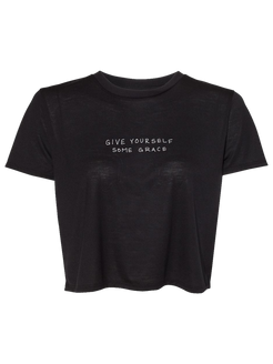 Give yourself some grace black cropped tee front Carly Pearce