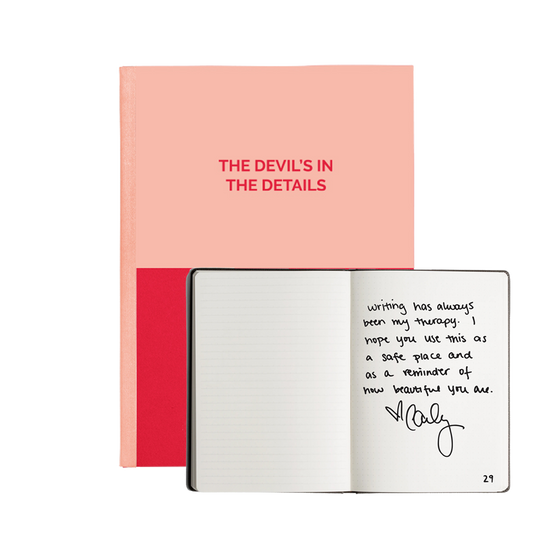 The devil's in the details pink journal Carly Pearce